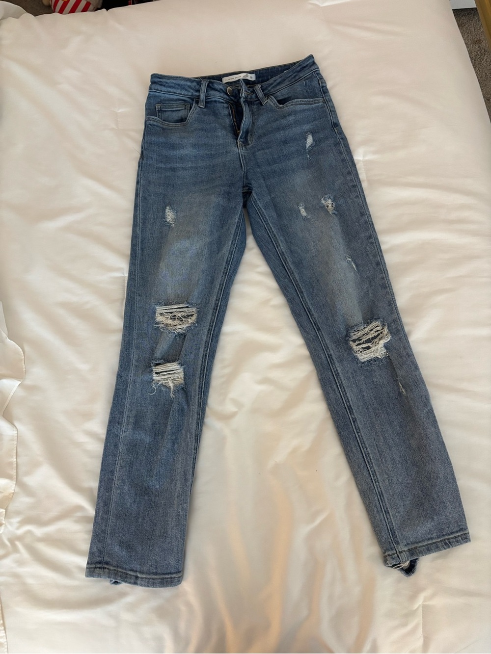 Altar'd State Distressed Medium Blue Skinny Jeans